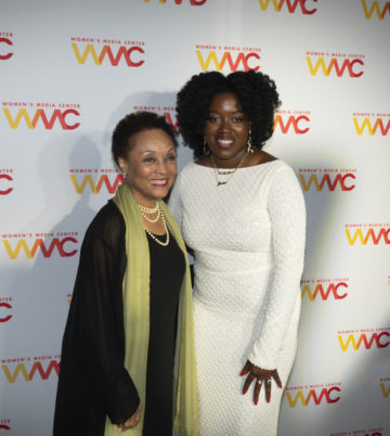Janet Dewart Bell, Chair of the Women's Media Center with Jenice Fountain, recipient of the WMC Progressive Women's Voices IMPACT Award at the Women's Media Awards 2024. Photo: Bruce Katz