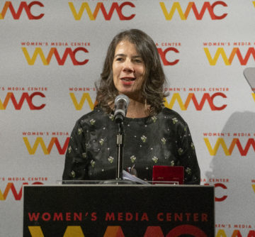 Jenni Wolfson, recipient of the WMC Pat Mitchell Lifetime Achievement Award, at the 2024 Women's Media Awards. Photo: Bruce Katz